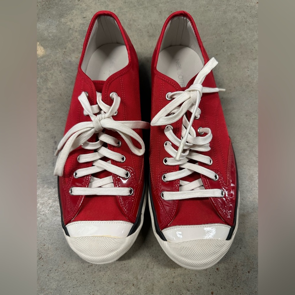 Neil Barrett Men’s Minimalist Red Canvas Low Top Sneakers Size 41 M8/W10